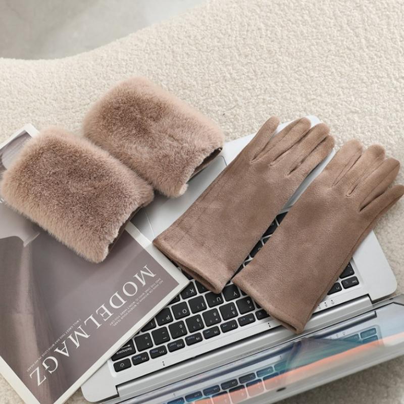 Thickened Fleece Lined Touchscreen Gloves Women'S Winter Warm Outdoor Cycling Windproof Gloves