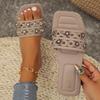 Wear Rhinestone Flat Bottom One-word Drag 2025 Summer New Versatile Sandals Slippers Square Head Women's Fashion High Heels