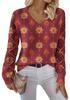 V-Neck Eyelet Print Sweater - Style HS-LY52