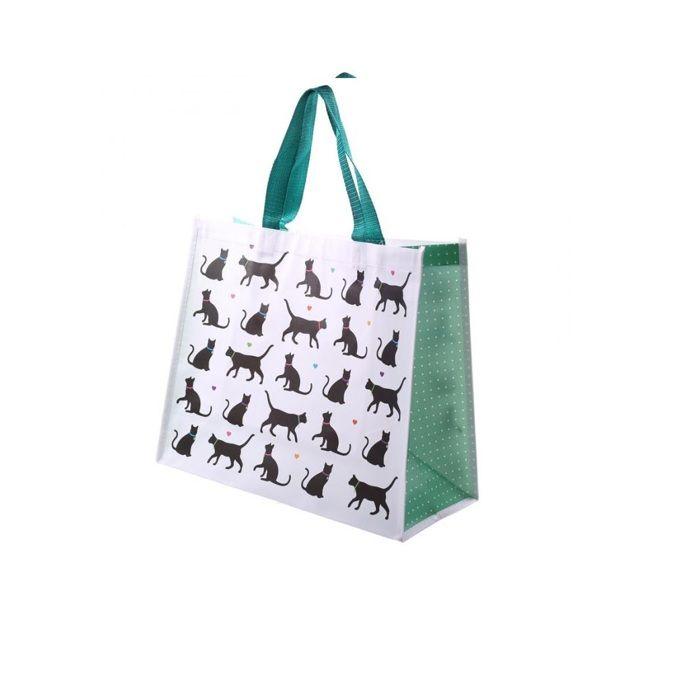 Sac Shopping - Chats I Love My Cats - Rose - Cuir - Dos - Mixte