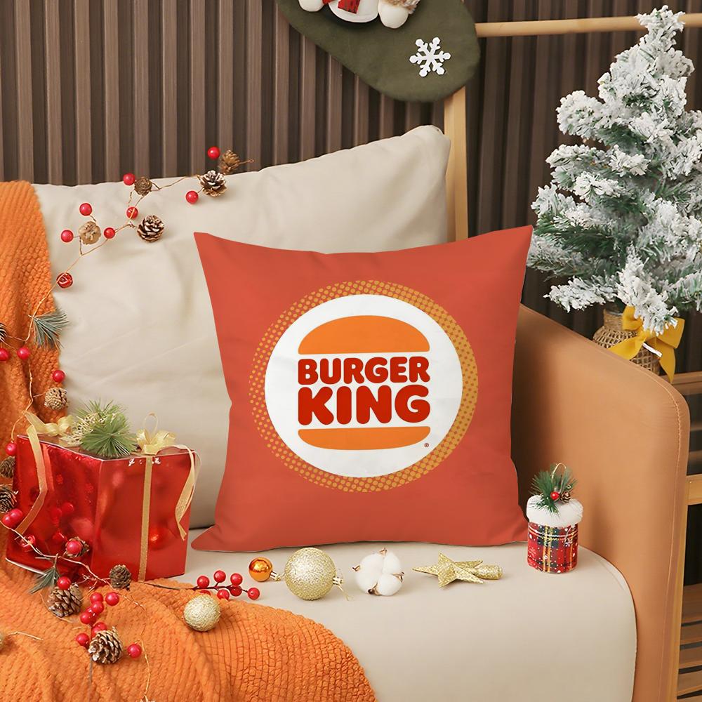 Food b-Burger King Pillow Case Anti-dustmite Pillow Invisible Zipper Silky Short Plush Sofa Cushion Cover