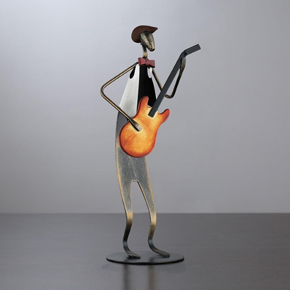 Matte Musician Sculpture Black Iron Figurine Statues Desktop Ornament Living Room