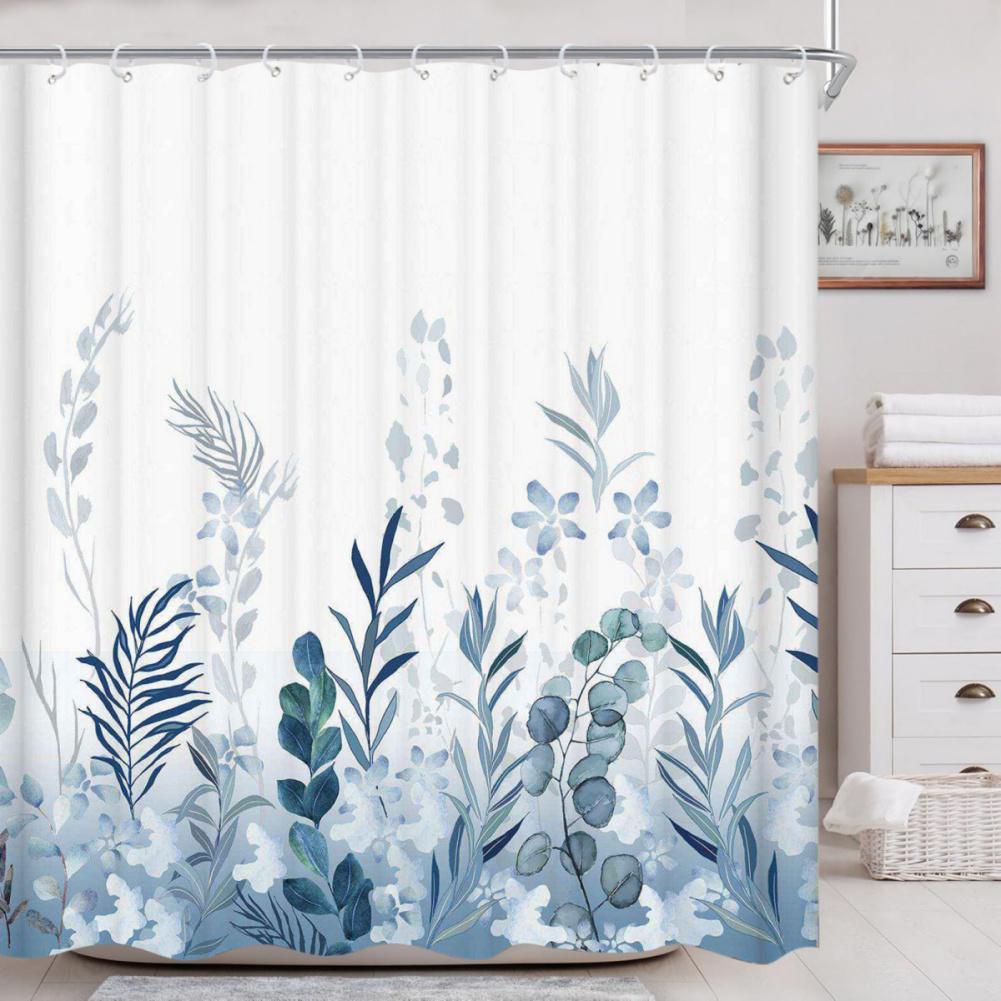 Plant Pattern Print Shower Curtain Bathroom Curtain with Hook