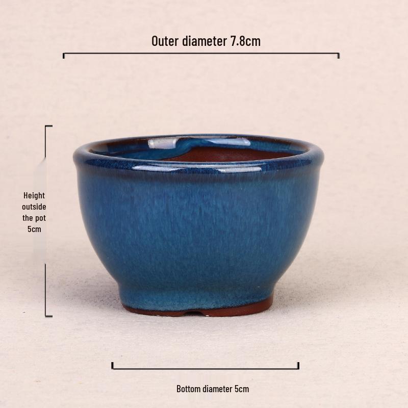 Ceramic Miniature Hand-Shaped Purple Clay Succulent Pot with Blue Glaze - Small Flower Pot for Balcony Seedlings