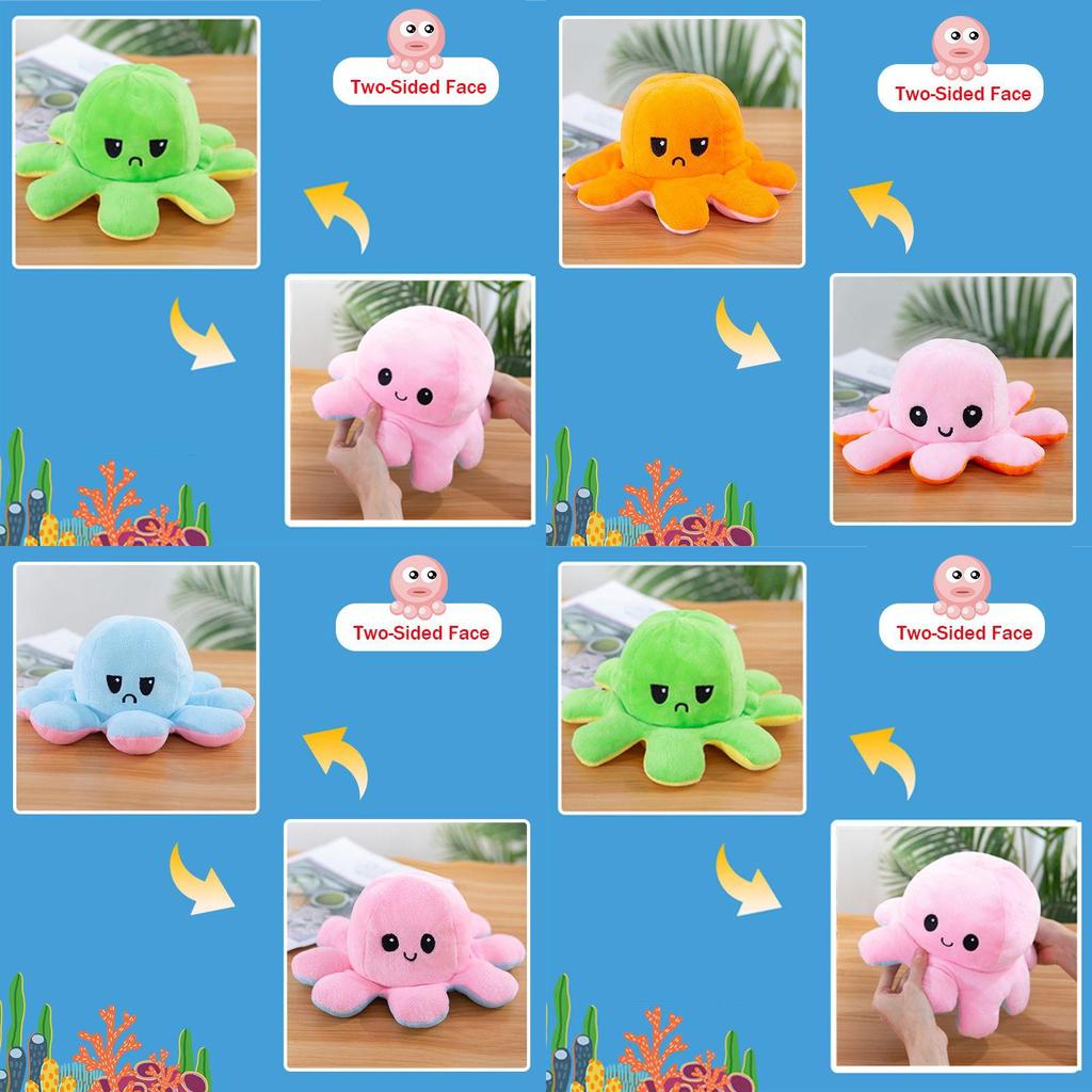 Ultra-soft Double-sided Octopus Plush Toy With Realistic Expressions For Endless Fun