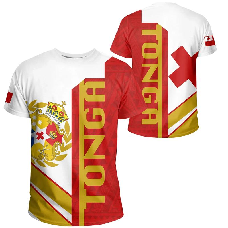 T-shirt da uomo con grafica della bandiera di Tonga, T-shirt oversize stampate in 3D per uomo donna, Top alla moda a maniche corte, Sportswear Streetwear