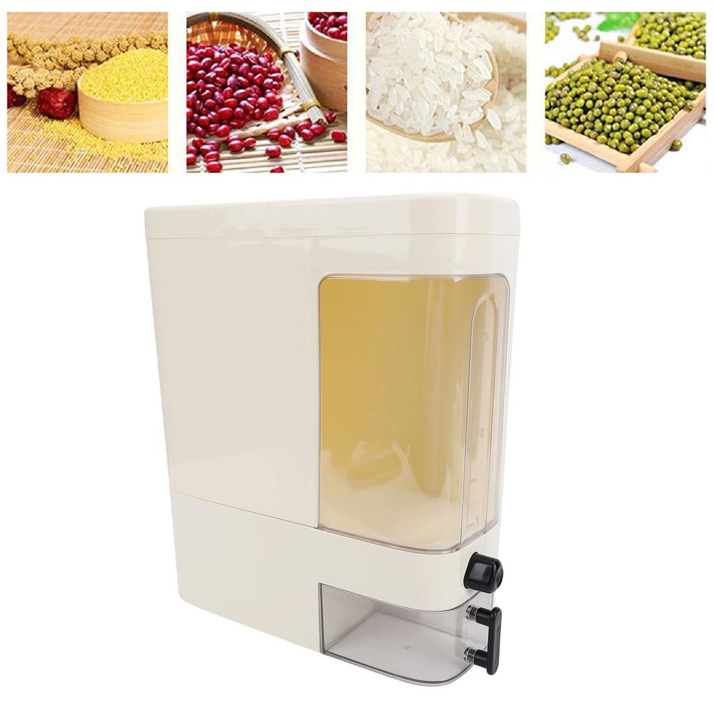 Rice Dispenser Press Type Humidity Proof Slim Rice Storage Container with Cup for Cereal Grain