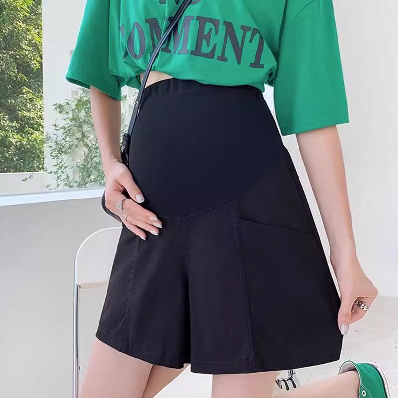Maternity High-Waisted Cotton & Linen Summer Shorts - Casual Loose Fit Wide-Leg Pants Universal [fits 80-110 lbs]