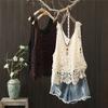 Mori Style Vintage Häkelspitze Camisole: Damen Lockerer Oberbekleidungsweste und Strickjacke