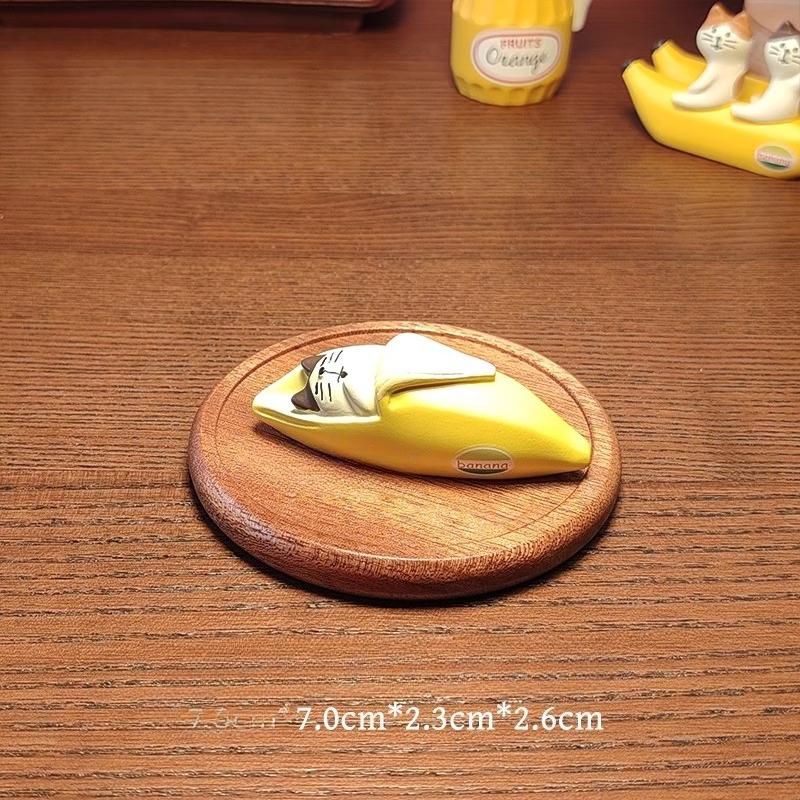 

Banana Boat Cat Resin Ornaments Cute Car Photo Clip Office Note Folder Classmate Birthday Gift Desktop Decoration Japan Style