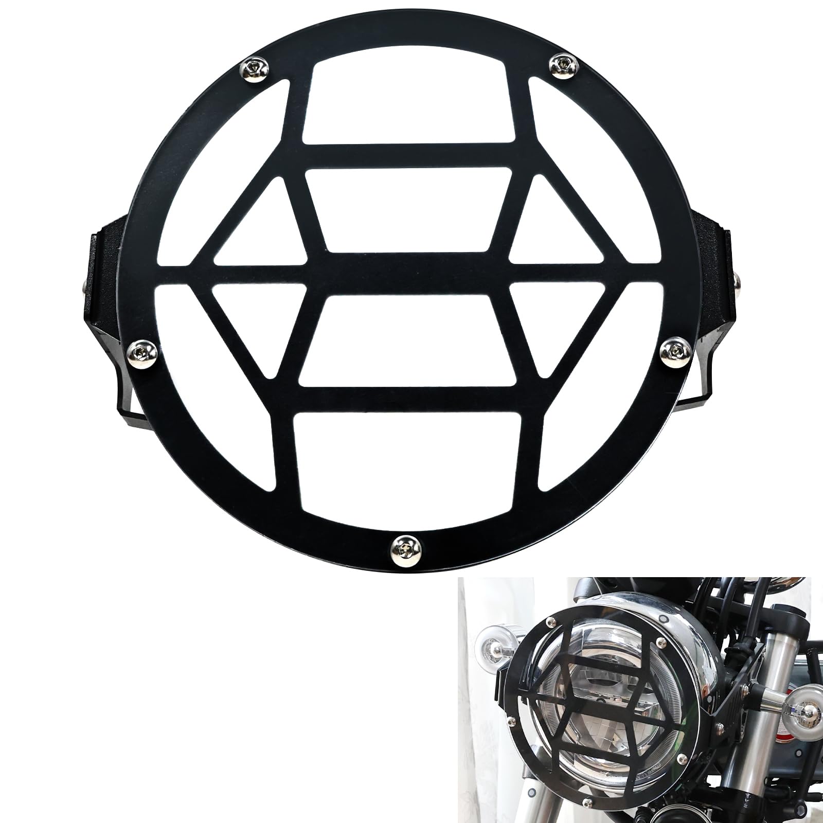 

Headlight guard lamp cover kit compatible with Honda Dax and Monkey Also includes a headlight cover for the Hunter Cub Also includes a Dax 125 bike