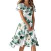 Dámské ležérní módní květinové tiskové šaty s výstřihem do V a krátkým rukávem, krátká sukně