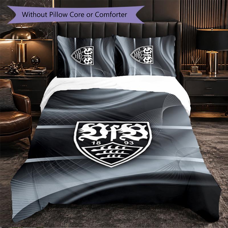 Biancheria da letto a tema VfB Stuttgart Set 3 Pezzi Copripiumino Biancheria da letto Decorativa per Camera Adolescenti Decorazione Casa