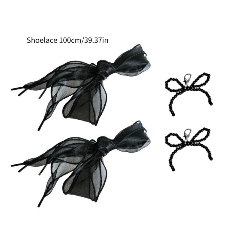 Sweet Bowknot Shoe Decoration Bag Pendant Pearl Lace Shoe Buckle Ornament for Jewelry Making DIYs Keychain Accessories