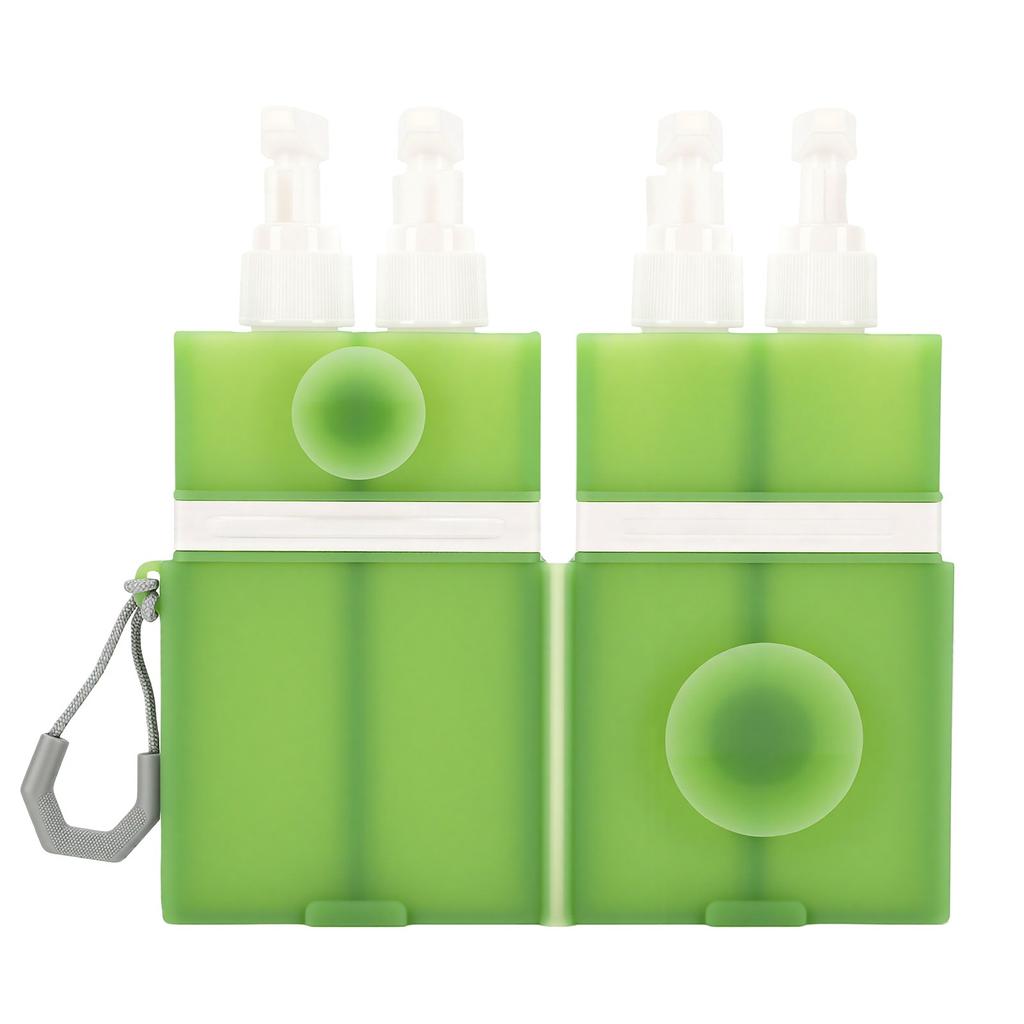4 in 1 Suction Cup Travel Bottles 55ml Each Refillable Silicone Liquid Travel Pump Bottles Green