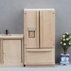 Miniatur-Holzkühlschrank Doppeltür Unbemalter Kühlschrank Möbel für Puppenhäuser Dekorationen Großartig für Sammler und Kinder