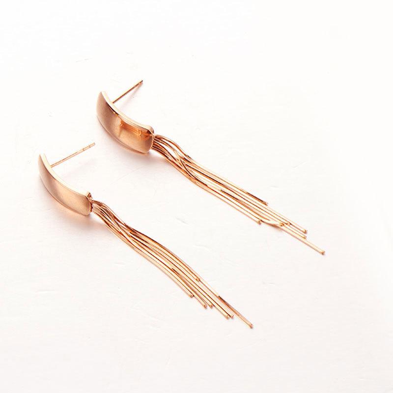 Purple Gold Smooth Geometric Tassel Long Earphone Exquisite Fashion Women S Color Gold Plated Rose Gold