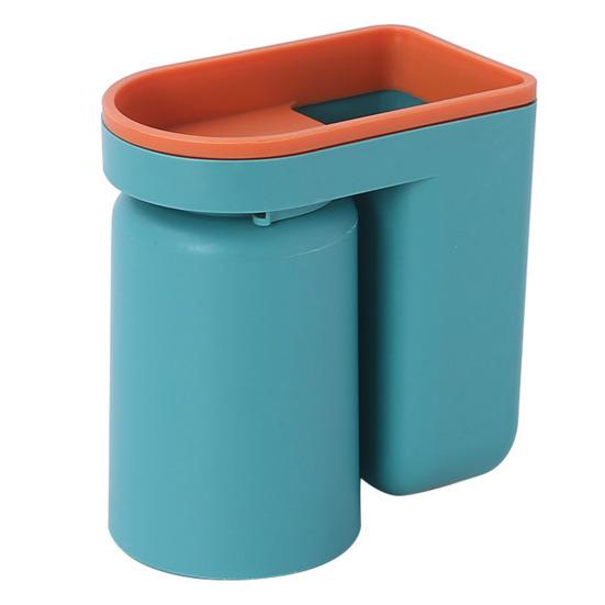 Zahnbürstenhalter fürs Badezimmer mit umgedrehter Bechermontage, stanzfreies, aufklebbares, rutschfestes Wandentwässerungsdesign, Zwei-in-Eins