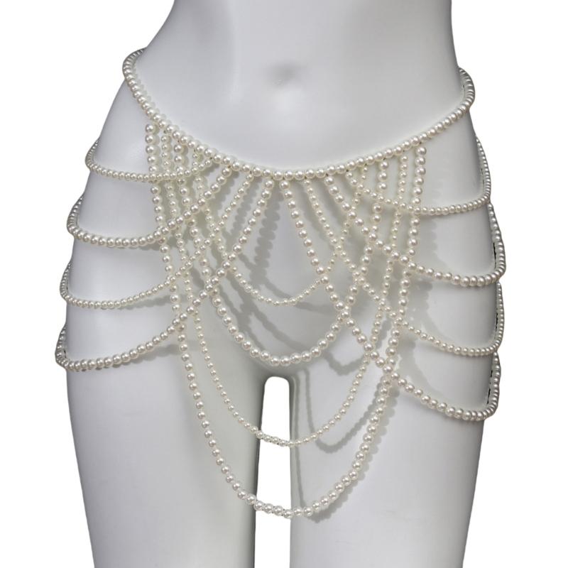 Contemporary Imitation Pearls Shoulder Jewelry for Women Body Chain Suitable for Enhancing Outfits At Various Event