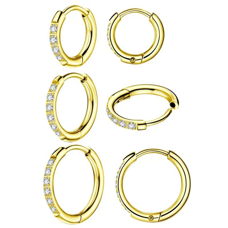 1 Stück Titanstahl eingelegt mit Zirkon Winzige Knorpel-Ohrringe Piercing-Schmuck Trendige Damen Creolen