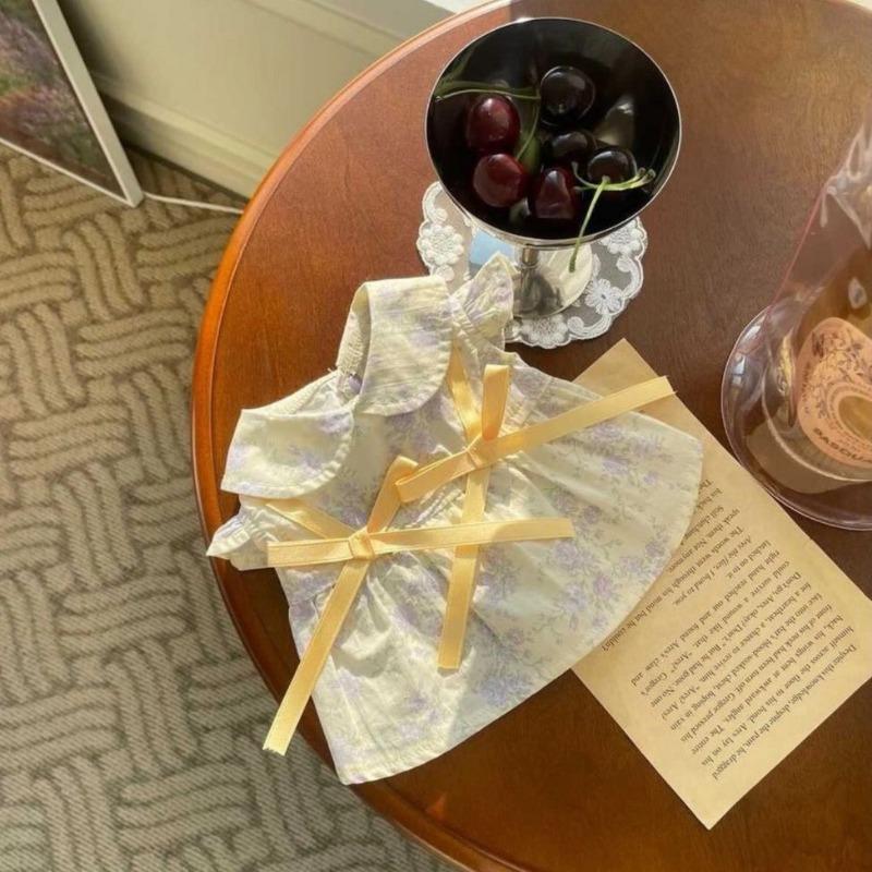 

Spring Summer Doll Collar Floral Bow Skirt Maltese Bi Bear Teddy Dog Cat Pet Clothes XXL chest 55 back 45 about 14-8.5 kg