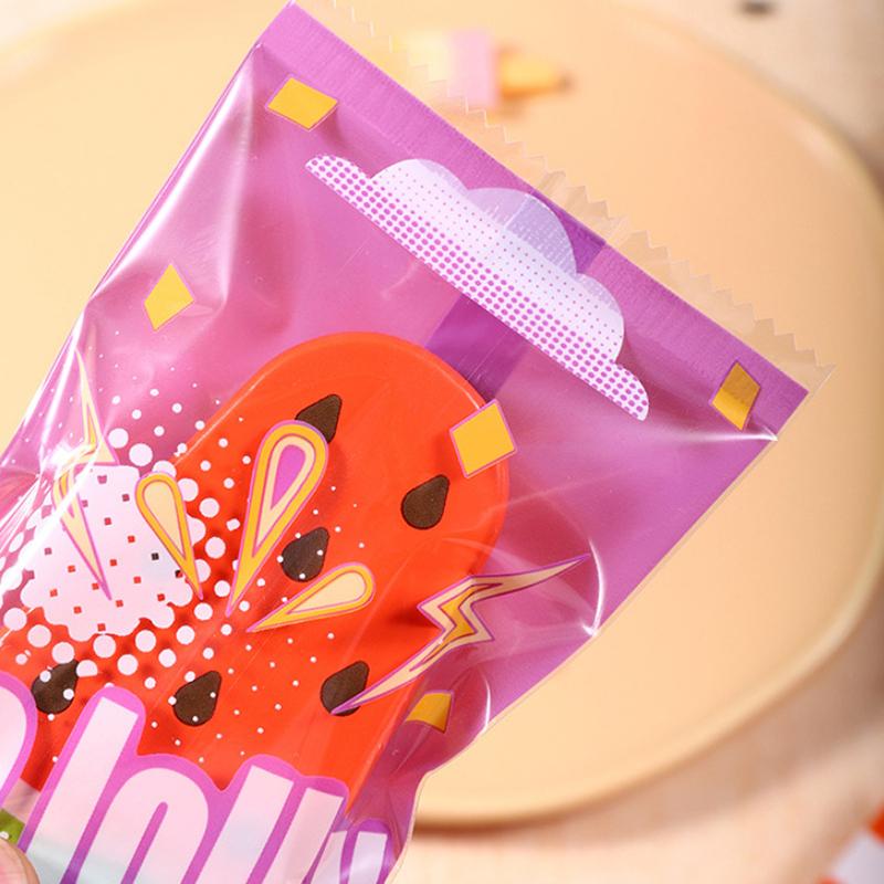 100Pcs Cartoon Food Grade Ice Cream Bags Disposable Self Sealing Bag Popsicle Protective Cover Storage Bag Packing Bag
