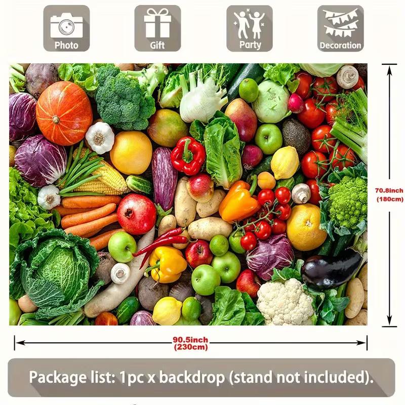 2D Healthy Food Tapestry, Assorted Fresh Produce Background Cloth