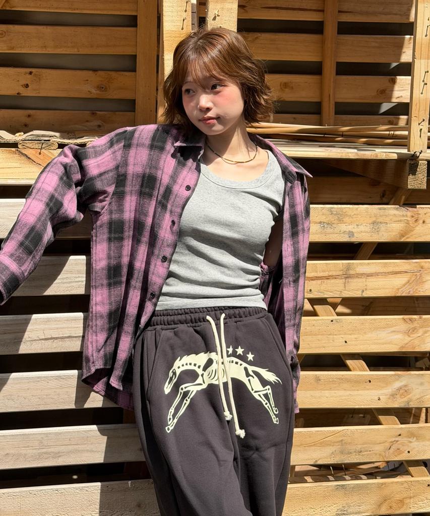 AMOU Bone Horse Sweat Pants Black