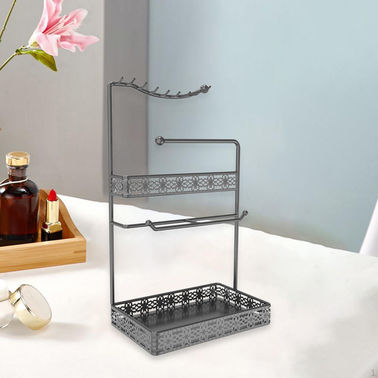 

Jewelry Display Rack Organizer Stand Multi Tiers Earrings for Shop Tabletop чорний