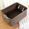 Linen storage basket with hand-held desktop organizer, foldable cosmetic and miscellaneous storage box