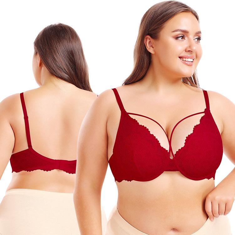 Plus Size Summer Sexy Lace Underwire Bra, Ultra Thin Breathable Sheer Lingerie for Large Bust Women