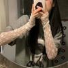 Lace Embroidery Sun Protection Gloves Fashion Driving Summer Thin Mesh Breathable Arm Sleeve Long Fingerless Half Finger Gloves
