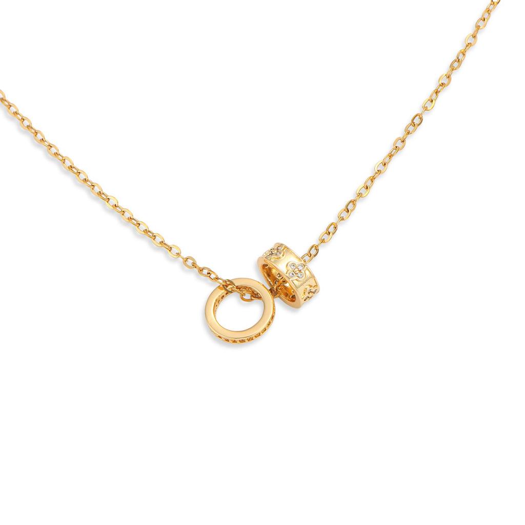 Vintage Double Ring Cubic Zirconia Pendant Necklace for Women