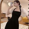 Summer French Long Dress Hepburn Style Bubble Sleeve Dress Women's Year Design Sense Niche Small Black Dress