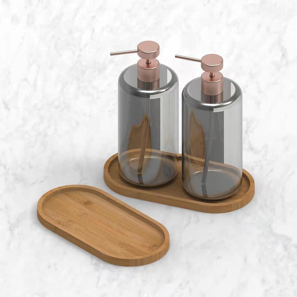 Bamboo soap Dispenser Tray, Bathroom Countertop Tray Kitchen Tray Bamboo T ray Sink T ray Dresser Jewelry Ring Dish, Comestic Holder Bathtub