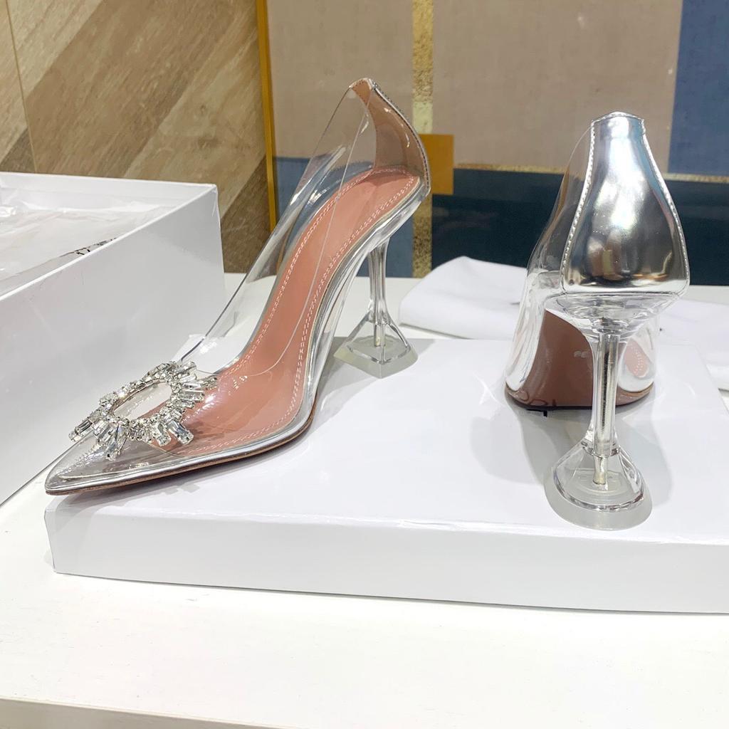 Fashion Star Stil Kristall Sonnenblume Transparentes PVC Damen Pumps Luxus Strasssteine Hohe Absätze Hochzeit Abschlussball Sommer Büro Dame Schuhe