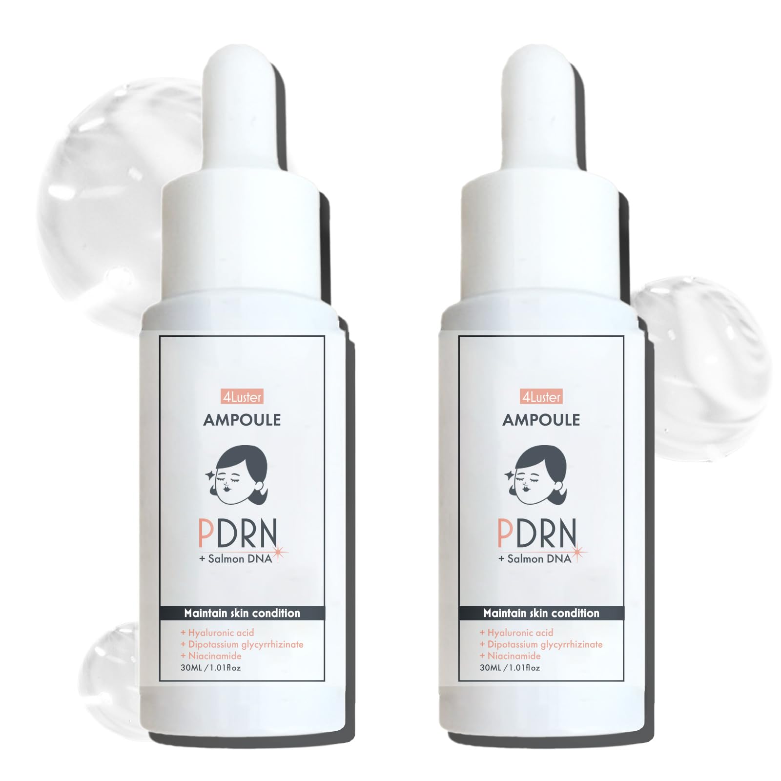 

[PDRN Serum] 4Luster PDRN Ampoule 30ml x 2 bottles, Made in Japan [Contains Hydrolyzed Sodium Hyaluronate, CICA, and Niacinamide] Tsuyachan s Serum