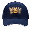 Fun ThreeCat Print Baseball Cap Outdoor Unisexs Casual Sports Bucket Hat Adjustable Vintage Baseball  Sandwich Baseball Cap
