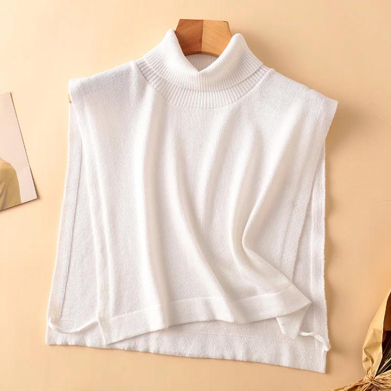 Women Wool Detachable Collar Fake Neck Mock Hooded Solid Color False Sweater Ladies Turtleneck Neckwear Clothing Accessories
