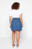 Blauer Jeansrock mit doppeltem Schlitz für Damen im Übergrößenstil