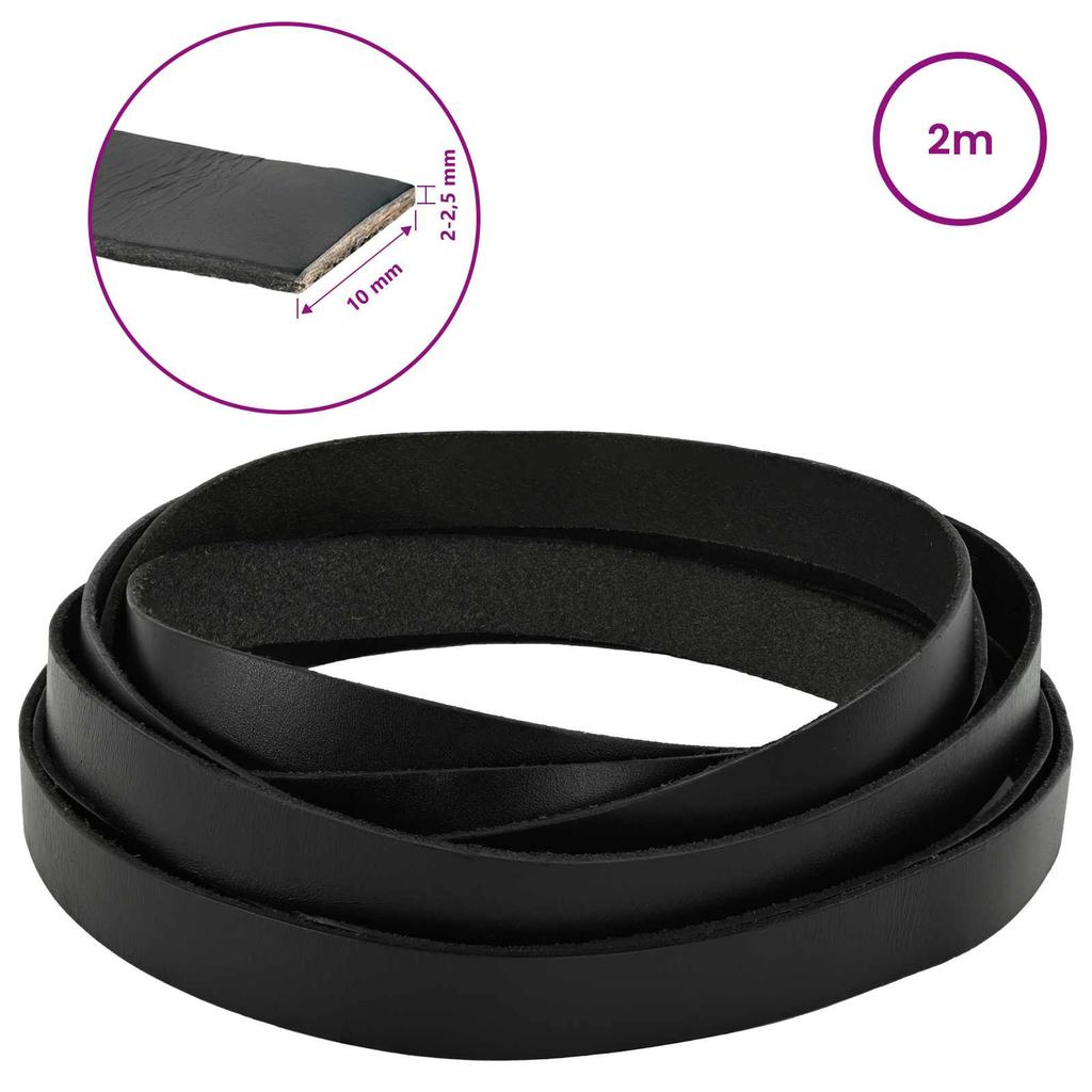 Leather Straps Black 200 x 1 cm Leather
