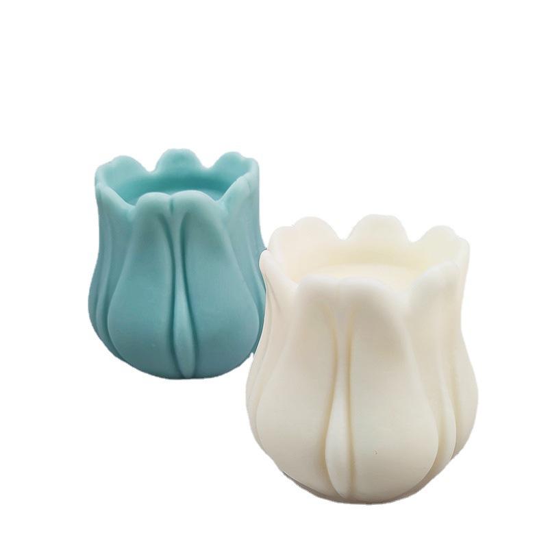 Large Tulip Flower Candle Mold 3D Silicone Mould Aromatherapy Candle Plaster Making Handmade Tool Cake Baking Mold Home Decor