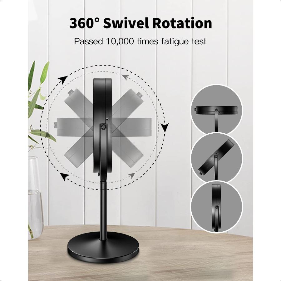 10X Magnifying Lighted Makeup Mirror 7 Inch Double Sided 1X 10X Magnification with Lights 360 Rotation Swivel Travel Make Up Mi