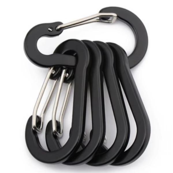 

5 шт. Однотонные пряжки Мини-карабины с проволочной защелкой для активного отдыха, походов, маленькие, прочные, быстросъемные чёрный