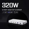 120W PD3.0 GaN USB-C Charger Station for Cellphones, 5-port Fast Charging Hub, Smart Multiple Adapter Device for Iphone Ect