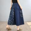 patchwork plus size Vintage floral high waist casual loose Women spring summer jeans denim wide leg Pants