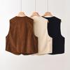 Women's Double-Breasted Corduroy Vest: Versatile Loose Fit, Sleeveless Fashion with Shoulder Pads, Autumn Collection.