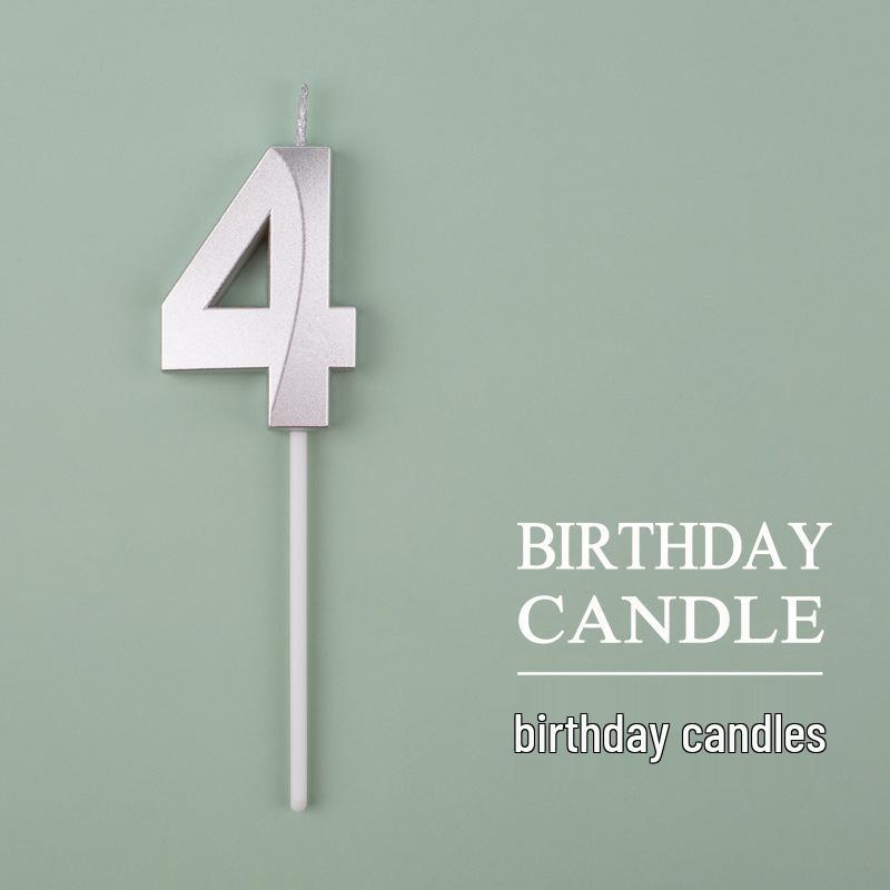 Gold and Silver Number Candles for Birthday Cakes - Pink Exquisite Design