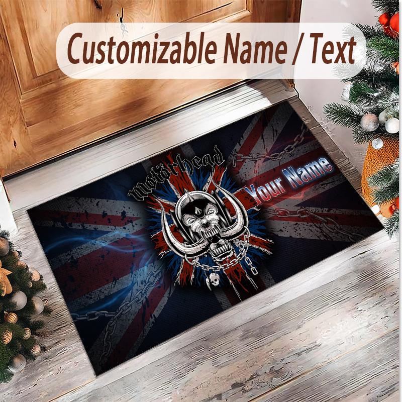 Personalized Crystal Velvet Carpet Motorhead Pattern Non Slip Floor Rug