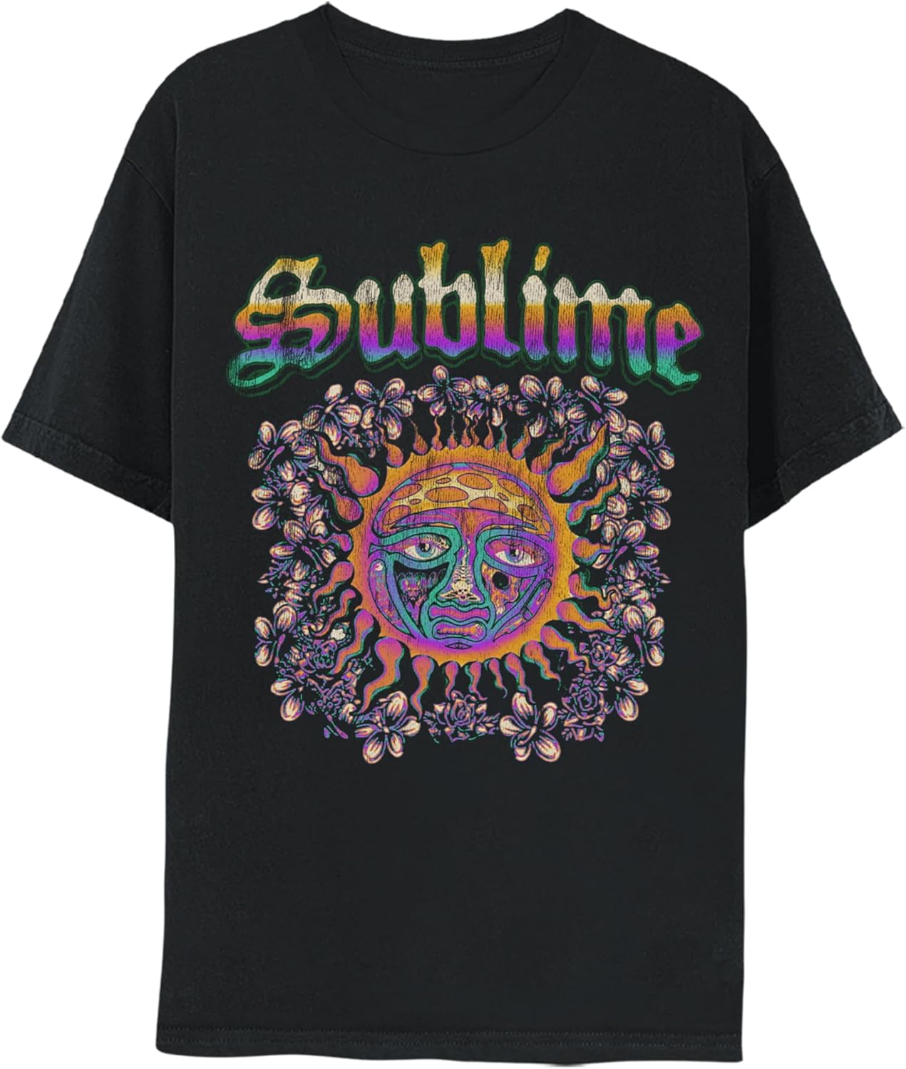 Sublime psychedelic sun floral graphic print T-shirt XL
